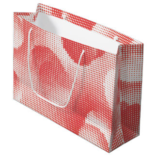 Vintage Rotes Pop-Art-Rasterpunktmuster Große Geschenktüte