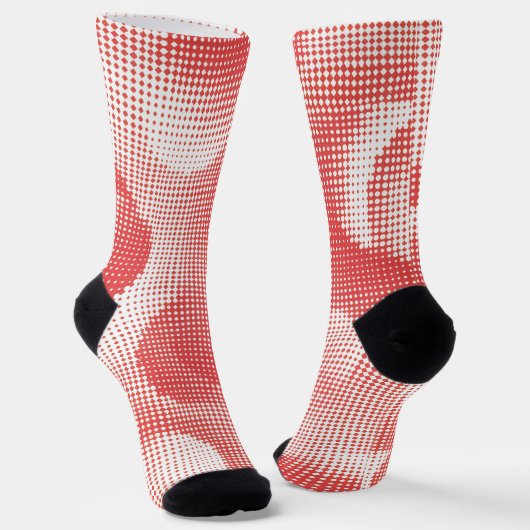 Vintage Rotes Pop-Art-Rasterpunktmuster Socken (Gewinkelt)