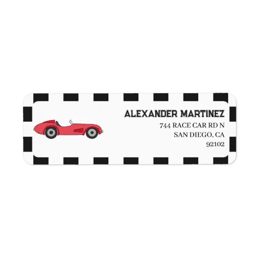 Vintage rotes Rennwagen-Rücksendeadresse (Vorne)