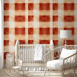 Vintage Rotes Retro-Aquarell-Karo  Tapete