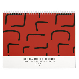 Vintage rotes städtisches geometrisches Muster Ges Kalender