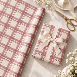 Vintage rotes Tartan-Karo-Weihnachten Geschenkpapier