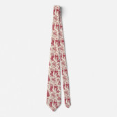 Vintage rotes Toile-Christmummuster mit Strümpfen Krawatte (Vorderseite)