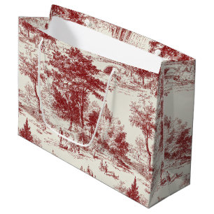 Vintage rotes Toile-Landschaftsbild Große Geschenktüte