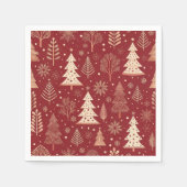 Vintage rotes Toile-Weihnachtsbaum-Muster Serviette (Vorderseite)