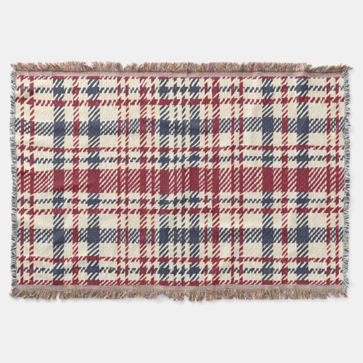 Vintage rotes und beiges Karomuster Decke (Vorderseite)