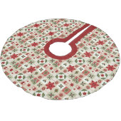 VINTAGE ROTES UND GRÜNES WEIHNACHTSPATCHWORK POLYESTER WEIHNACHTSBAUMDECKE (Schrägansicht)