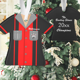 Vintage rotes und schwarzes Bowling-Shirt Ornament