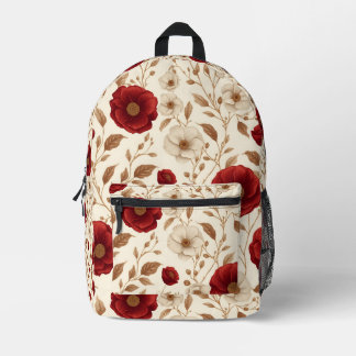 Vintage rotes und weißes Blumenmuster für Kinder Bedruckter Rucksack