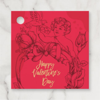 Vintage rotes Valentinstag-Geschenk-Tag Geschenkanhänger