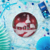 Vintage Rotgläser-Ball Weihnachtsschneeballkirche Pappteller (Party)