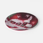 Vintage Rotgläser-Ball Weihnachtsschneeballkirche Pappteller (Schrägansicht)