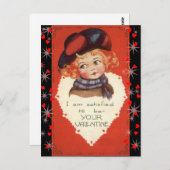Vintage Rothaarige Girl Valentine Postcard Postkarte (Vorne/Hinten)