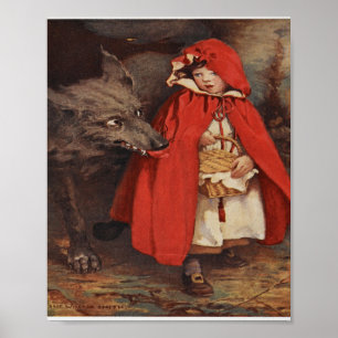 Vintage Rotkäppchen und der böse Wolf Poster