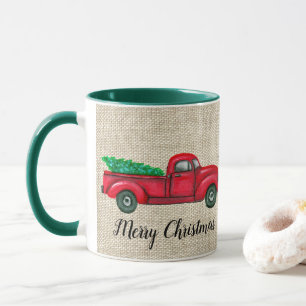 Vintage-Rotlastwagen-Christbaum-Tasse Tasse