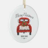 Vintage Rotlastwagenfamilie Keramik Ornament (Rechts)