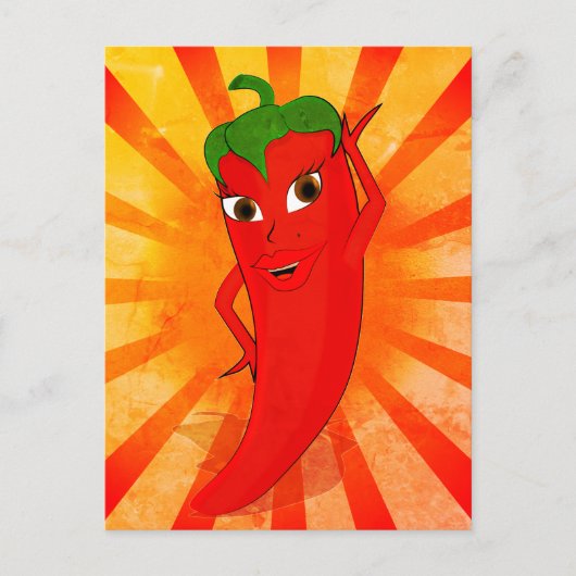 Vintage-Rotpepper-Superstar Postkarte (Vorderseite)