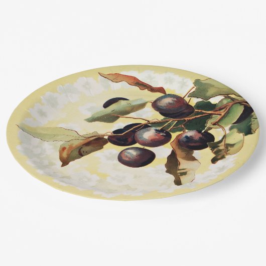 Vintage Rottraubenpapier-Teller Pappteller (Schrägansicht)