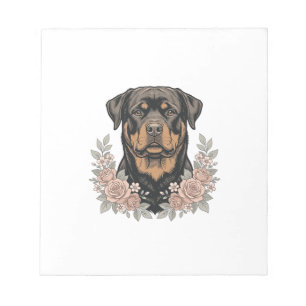 Vintage-Rottweiler-Blumen-Porträt-Shirt-Design_1 Notizblock