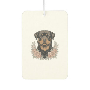 Vintage-Rottweiler-Blumenportrait-Shirt-Design_1 Autolufterfrischer