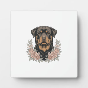 Vintage-Rottweiler-Blumenportrait-Shirt-Design_1 Fotoplatte