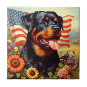 Vintage Rottweiler-Malerei Fliese