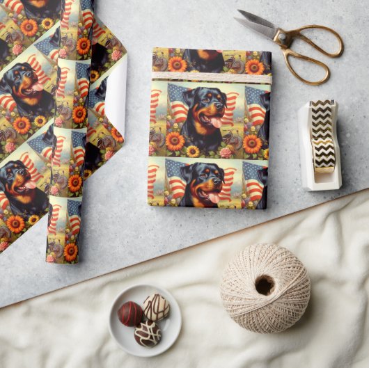 Vintage Rottweiler-Malerei Geschenkpapier (Kunsthandwerk)