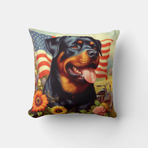 Vintage Rottweiler-Malerei Kissen