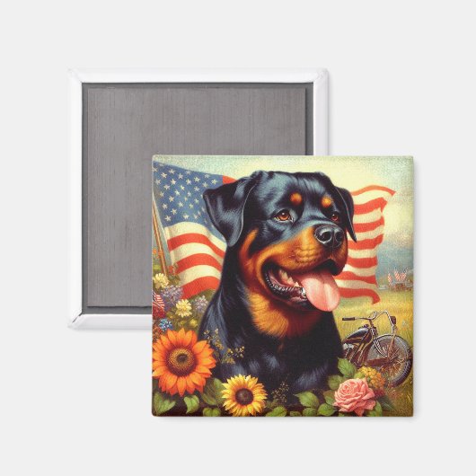 Vintage Rottweiler-Malerei Magnet (Vorderseite/Rückseite)