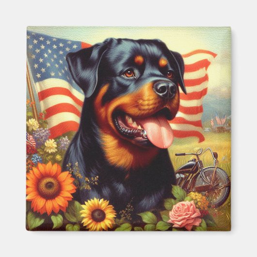 Vintage Rottweiler-Malerei Magnet (Vorne)