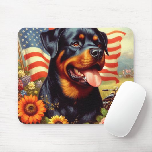 Vintage Rottweiler-Malerei Mousepad (Mit Mouse)