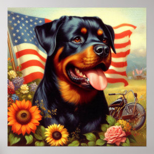 Vintage Rottweiler-Malerei Poster