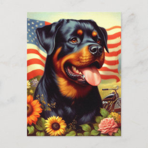 Vintage Rottweiler-Malerei Postkarte