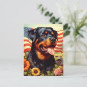 Vintage Rottweiler-Malerei Postkarte (Stehend Vorderseite)
