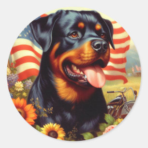 Vintage Rottweiler-Malerei Runder Aufkleber