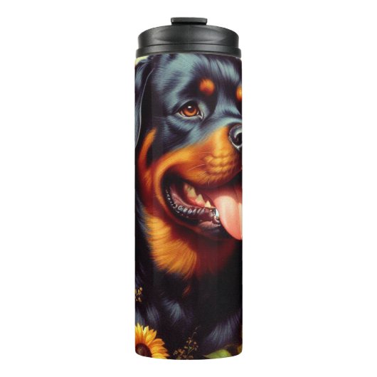 Vintage Rottweiler-Malerei Thermosbecher (Vorderseite)