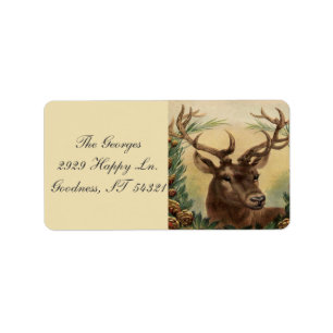 Vintage Rotwild-Dollar-Hirsch-Natur-rustikales Adressaufkleber