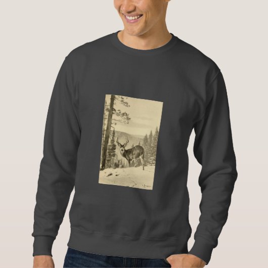 Vintage Rotwild im Winter Sweatshirt (Vorderseite)