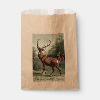 Vintage-Rotwildhirsch und -kühe Weihnachtsgrüße Geschenktütchen