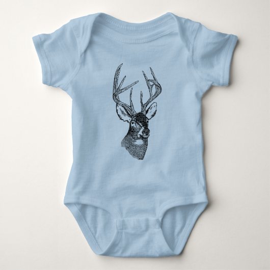 Vintage Rotwildkunstgraphik Baby Strampler (Vorderseite)