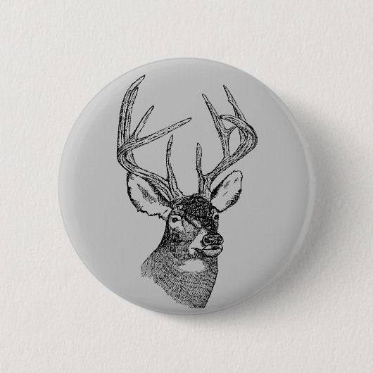 Vintage Rotwildkunstgraphik Button (Vorderseite)
