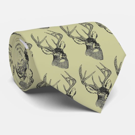 Vintage Rotwildkunstgraphik Krawatte (Gerollt)