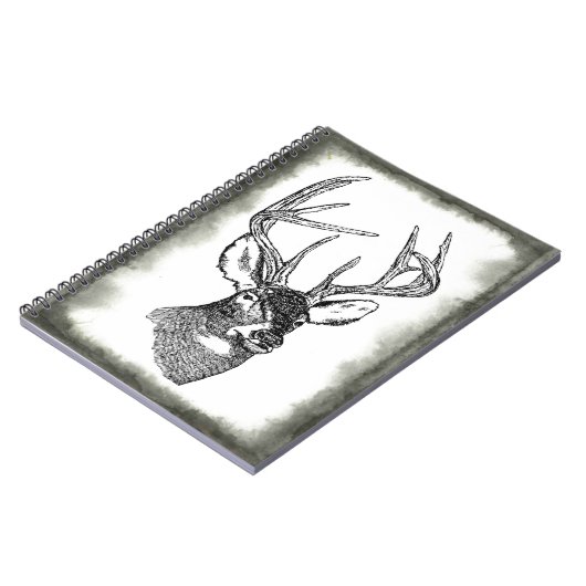 Vintage Rotwildkunstgraphik Notizblock (Linke Seite)