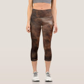 Vintage Rough Leather Textur Capri Leggings (Vorderseite)