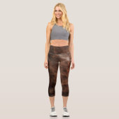 Vintage Rough Leather Textur Capri Leggings (Vorderseite)