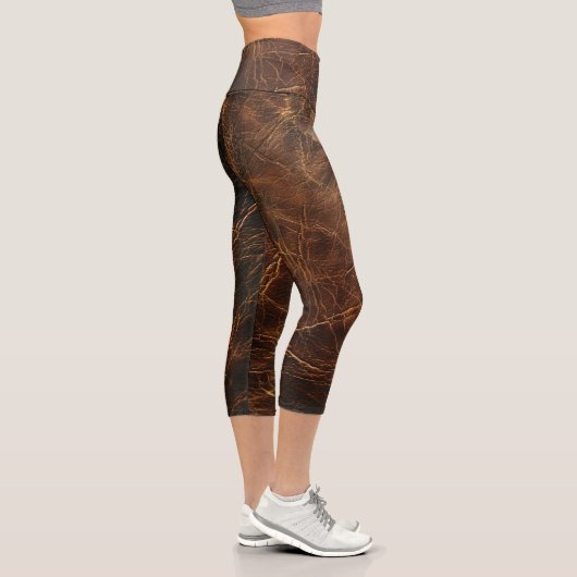 Vintage Rough Leather Textur Capri Leggings (Rechts)