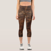 Vintage Rough Leather Textur Capri Leggings (Vorderseite)