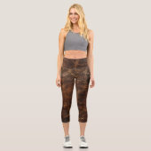 Vintage Rough Leather Textur Capri Leggings (Vorderseite)