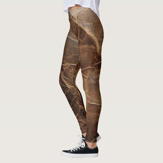Vintage Rough Leather Textur Leggings (Links)