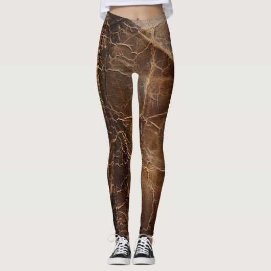 Vintage Rough Leather Textur Leggings (Vorderseite)
